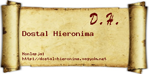 Dostal Hieronima névjegykártya